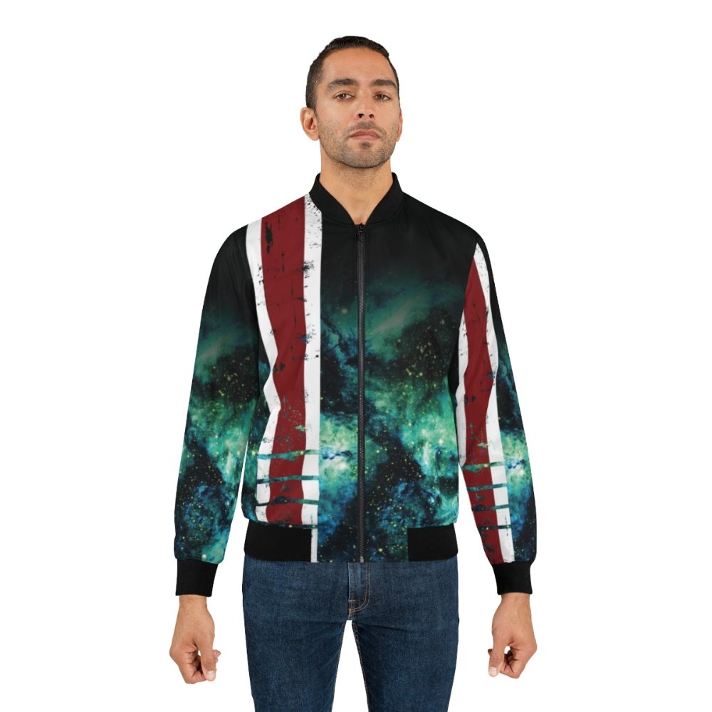 Mass Effect N7 Bomber Jacket with Armor Stripe Design - Lifestyle