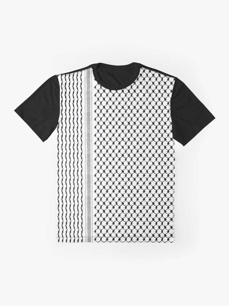 Palestinian Keffiyeh Hatta Pattern Graphic T-Shirt Design - Flat lay