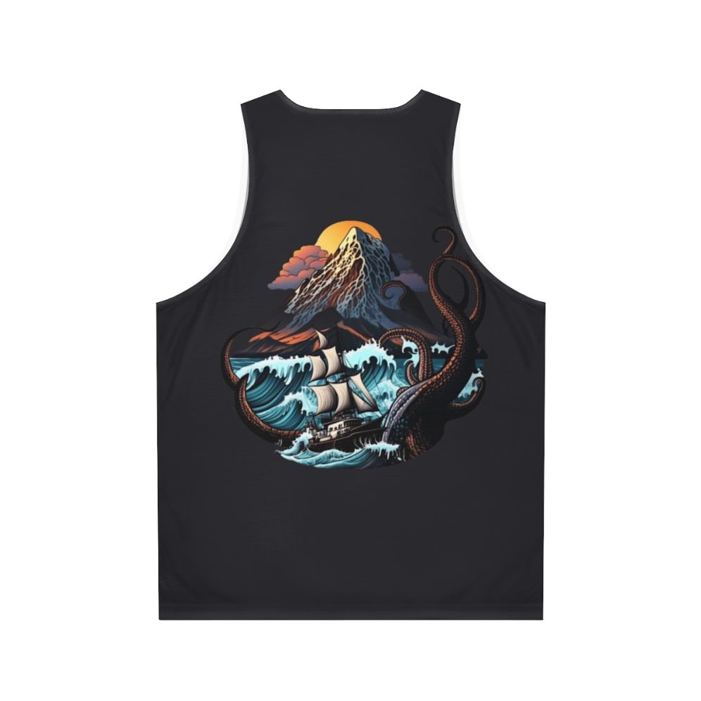 Unisex tank top featuring mythical sea creatures design - Back