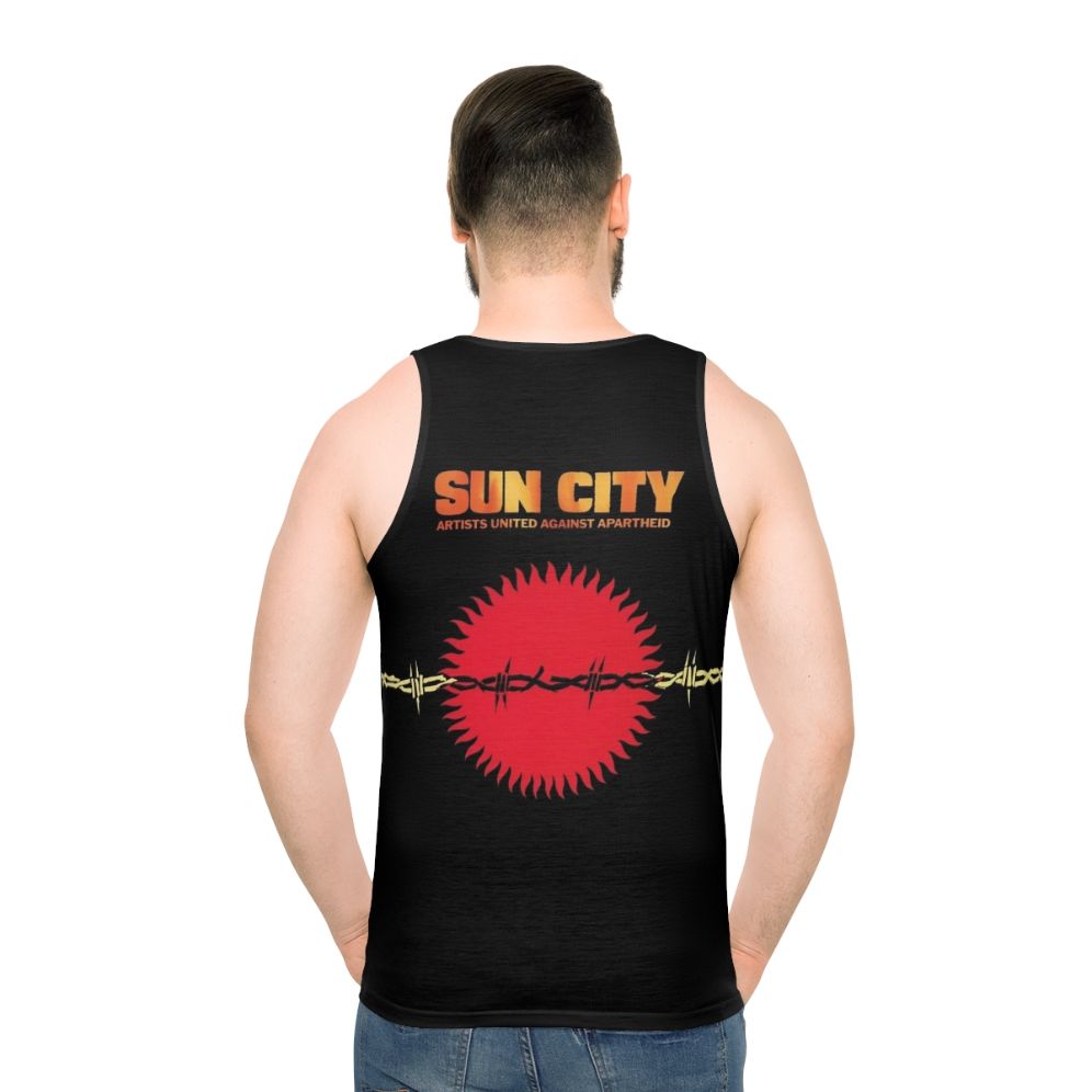 Sun City Anti-Apartheid Unisex Tank Top - men back