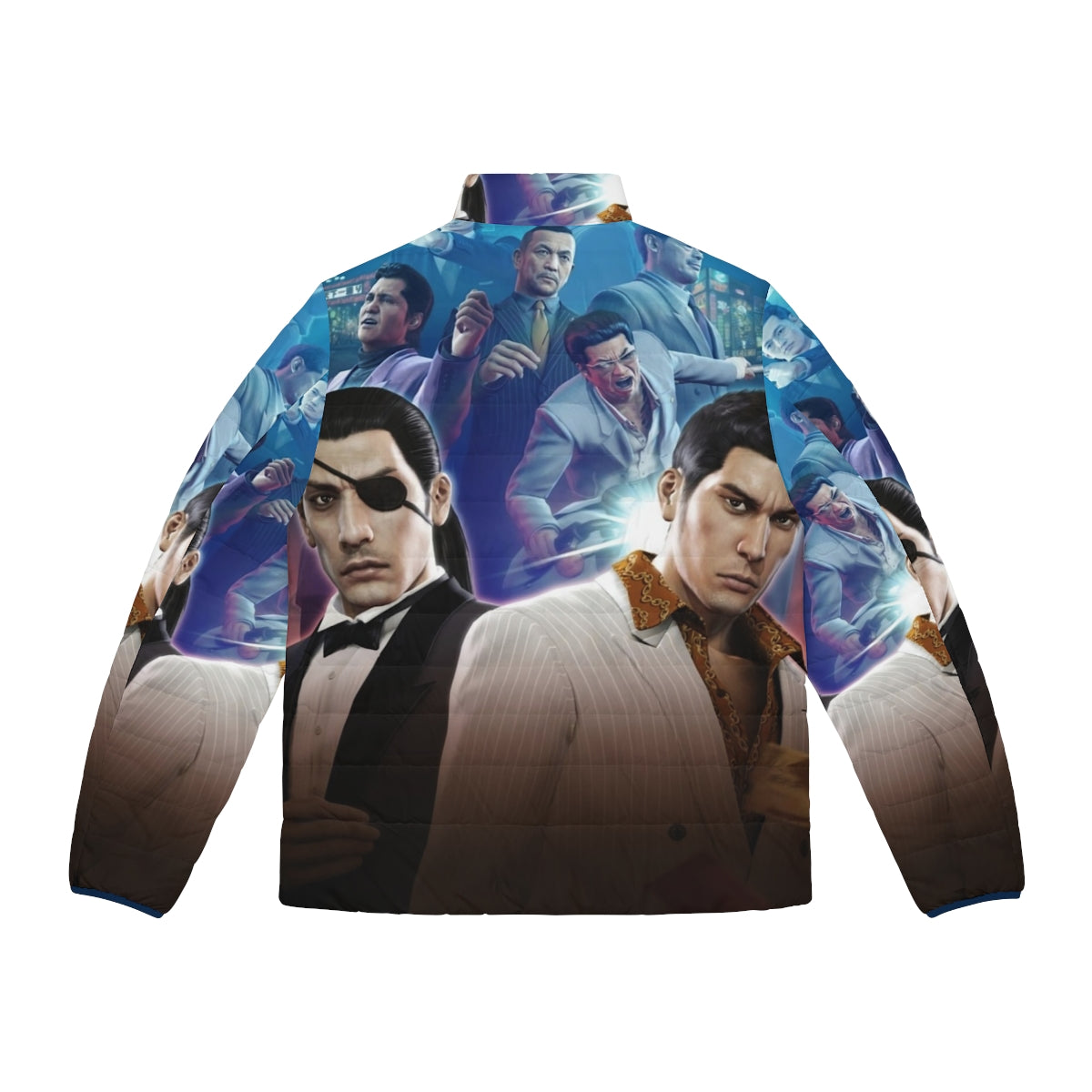 Yakuza 0 Puffer Jacket featuring game characters and imagery - Back