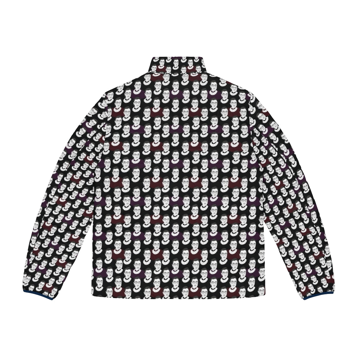 Ruth Bader Ginsburg inspired puffer jacket featuring a bold RBG pattern - Back