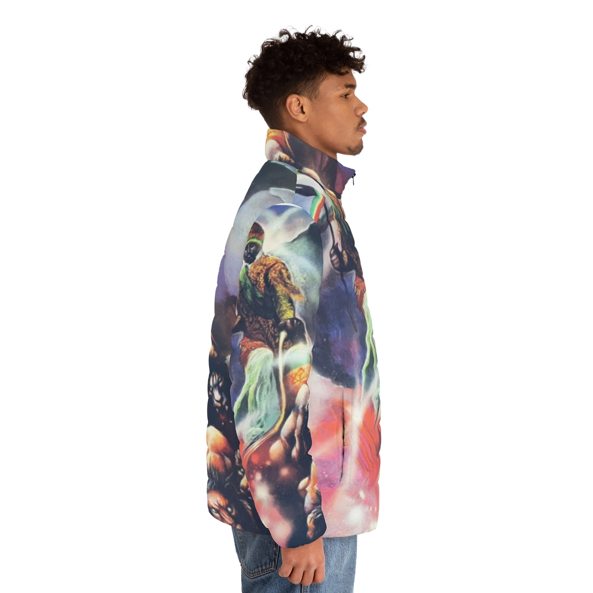 Dub Puffer Jacket with Reggae Inspired Graphics - men side right