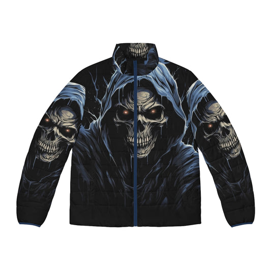 Eternal Shadows Puffer Jacket featuring a fearsome skeleton design