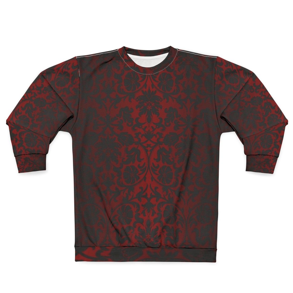 Dark red and black damask pattern sweatshirt