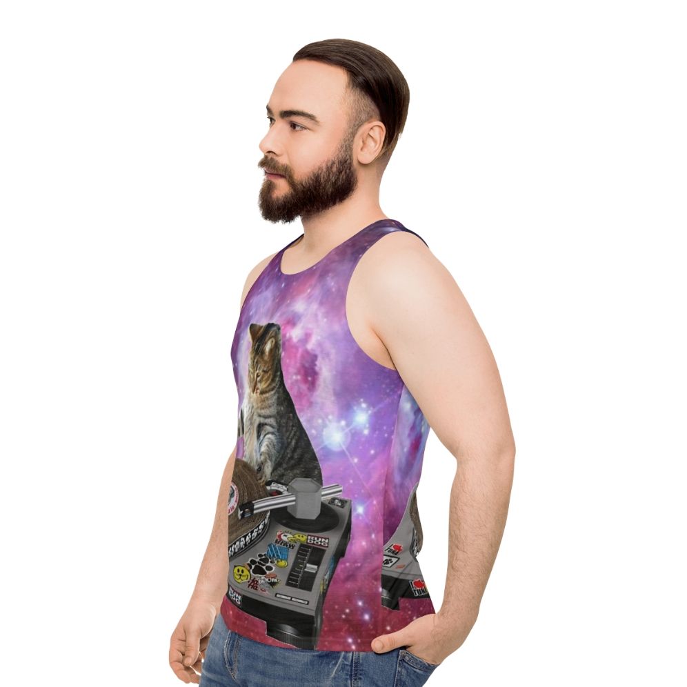 Dj Space Cat Unisex Tank Top - men side