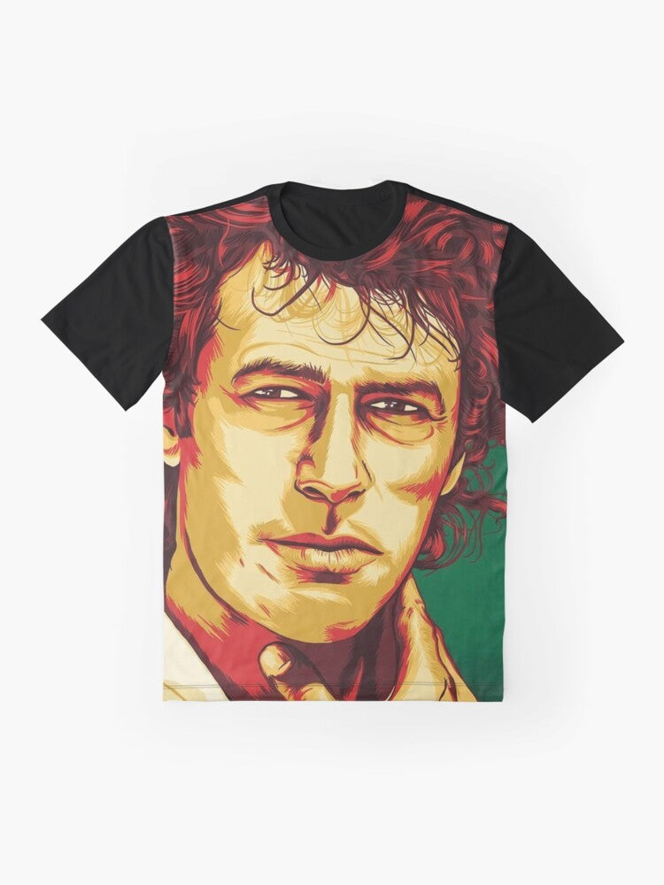 Vintage art of Imran Khan, the leader of the Pakistan Tehreek-e-Insaf (PTI) party, with the word "Hope" on a graphic t-shirt. - Flat lay