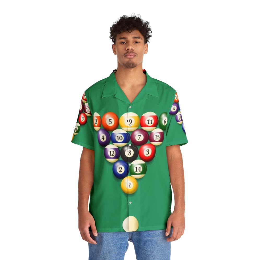 Colorful Hawaiian shirt with pool balls design - People Front