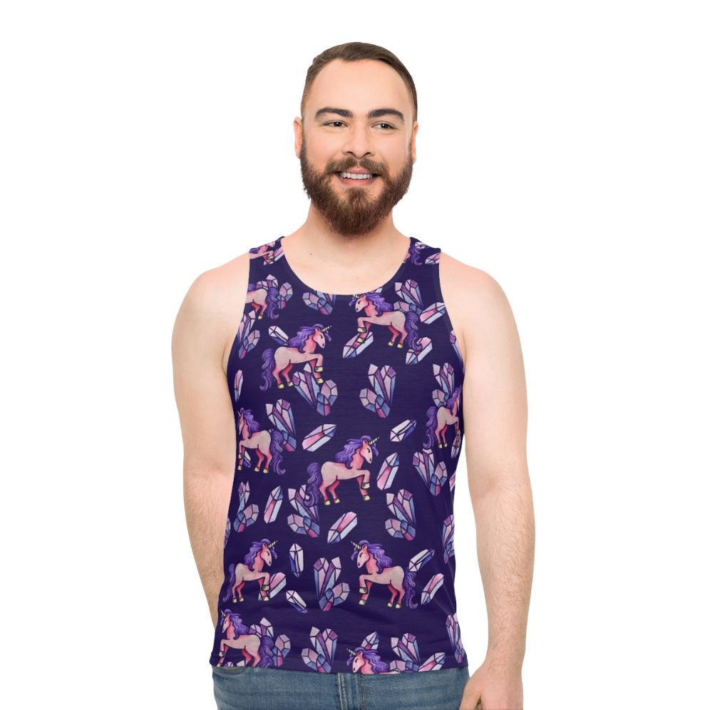 Magical unicorn crystal unisex tank top - men