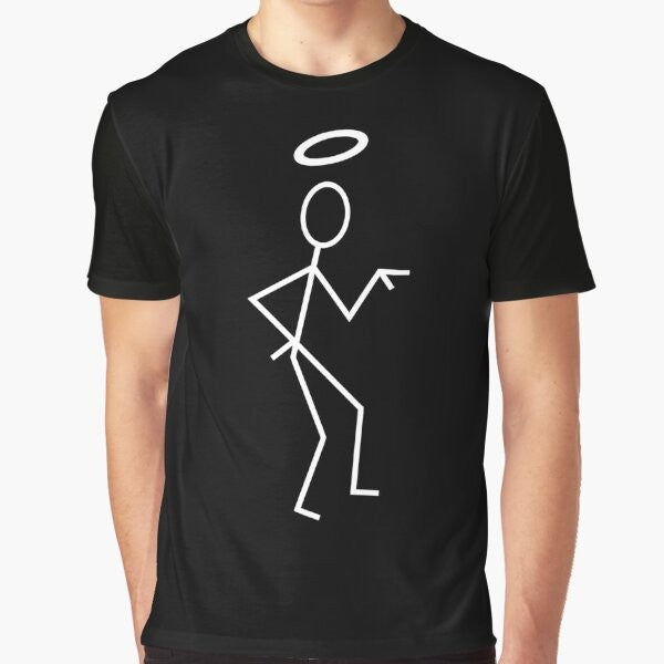 Retro vintage graphic t-shirt featuring a stick figure design of the character The Saint from the classic TV series