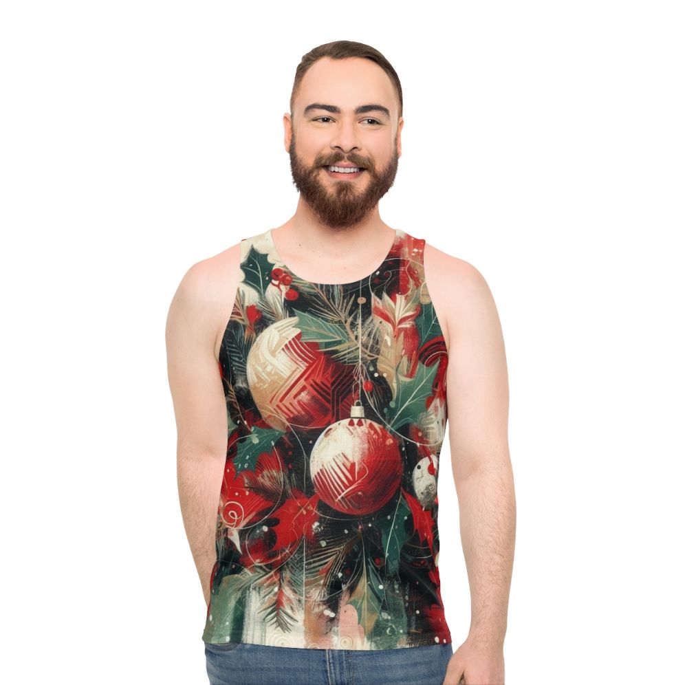 Unisex tank top with Christmas decorations design - men