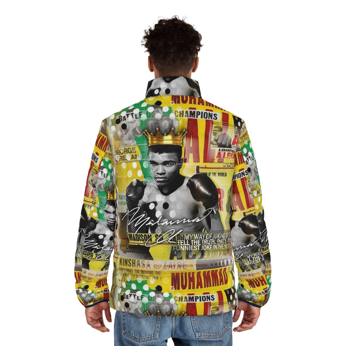 Muhammad Ali Puffer Jacket - Iconic Boxing Heavyweight Champion Gear - men back