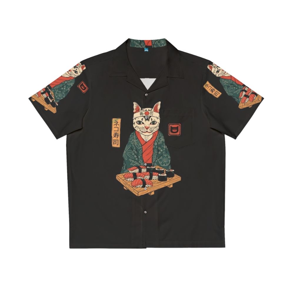 Neko Sushi Bar Hawaiian Shirt featuring a cute cat and sushi design