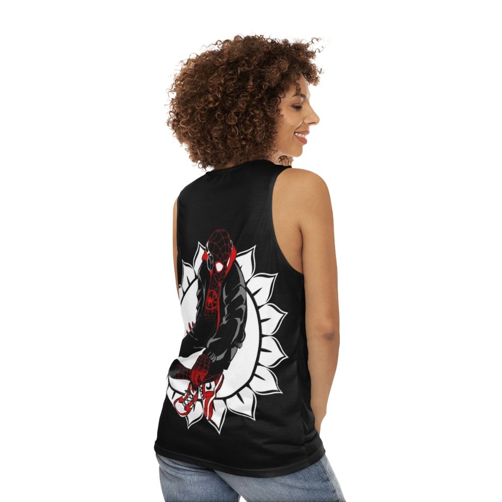 White Sunflower Spider Unisex Tank Top - women back