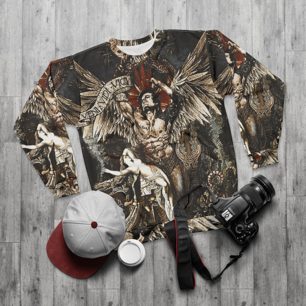 Zyzz art inspired electronic music sweatshirt - flat lay