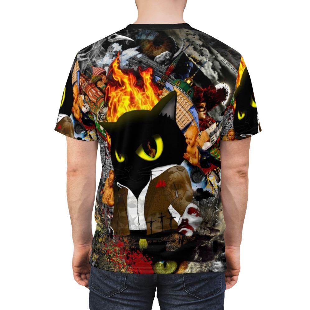 T-shirt featuring a cat behemoth, inspired by the novel "The Master and Margarita" by Mikhail Bulgakov - men back