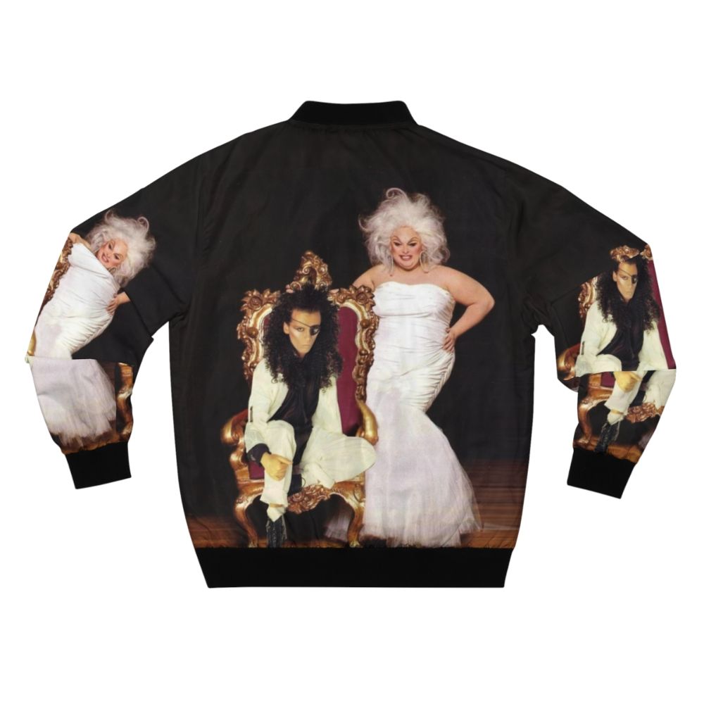 Vintage bomber jacket with images of Pete Burns and Divine, iconic 80s music stars - Back