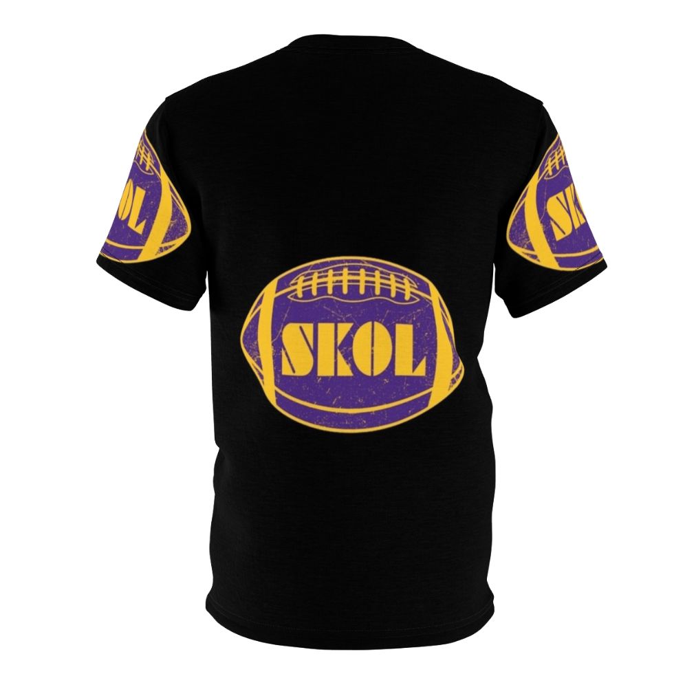 Minnesota Vikings inspired all-over-print t-shirt design featuring the team's iconic colors and elements - Back