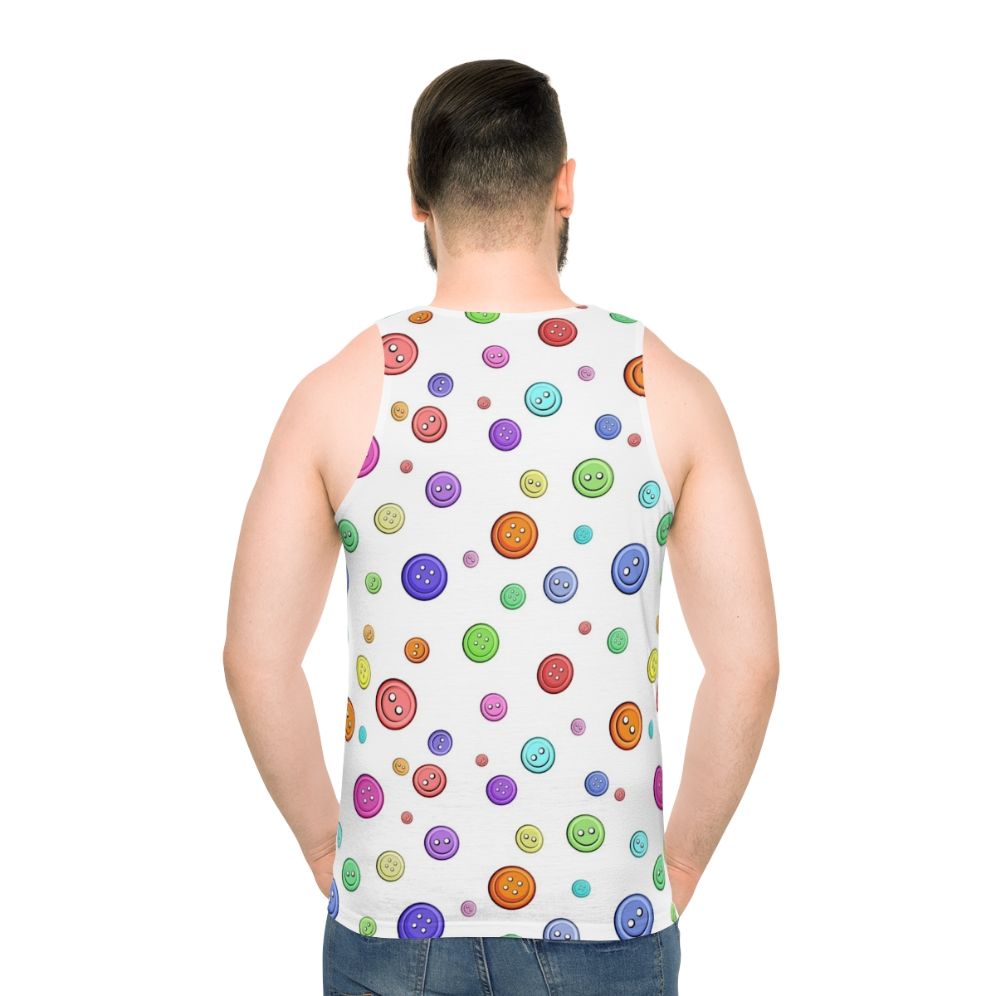 Button pattern unisex sewing hobbies tank top - men back