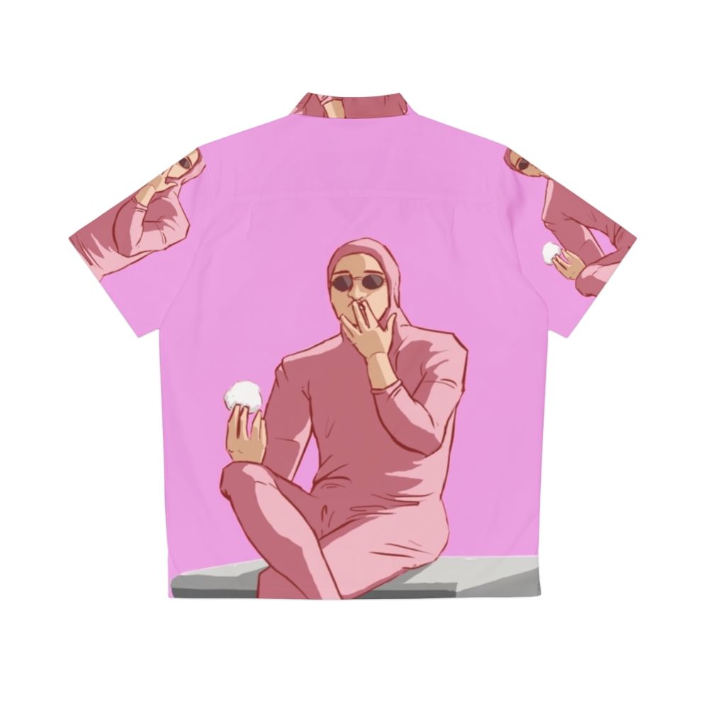 Colorful Hawaiian shirt featuring the iconic Pink Guy character from Filthy Frank - Back