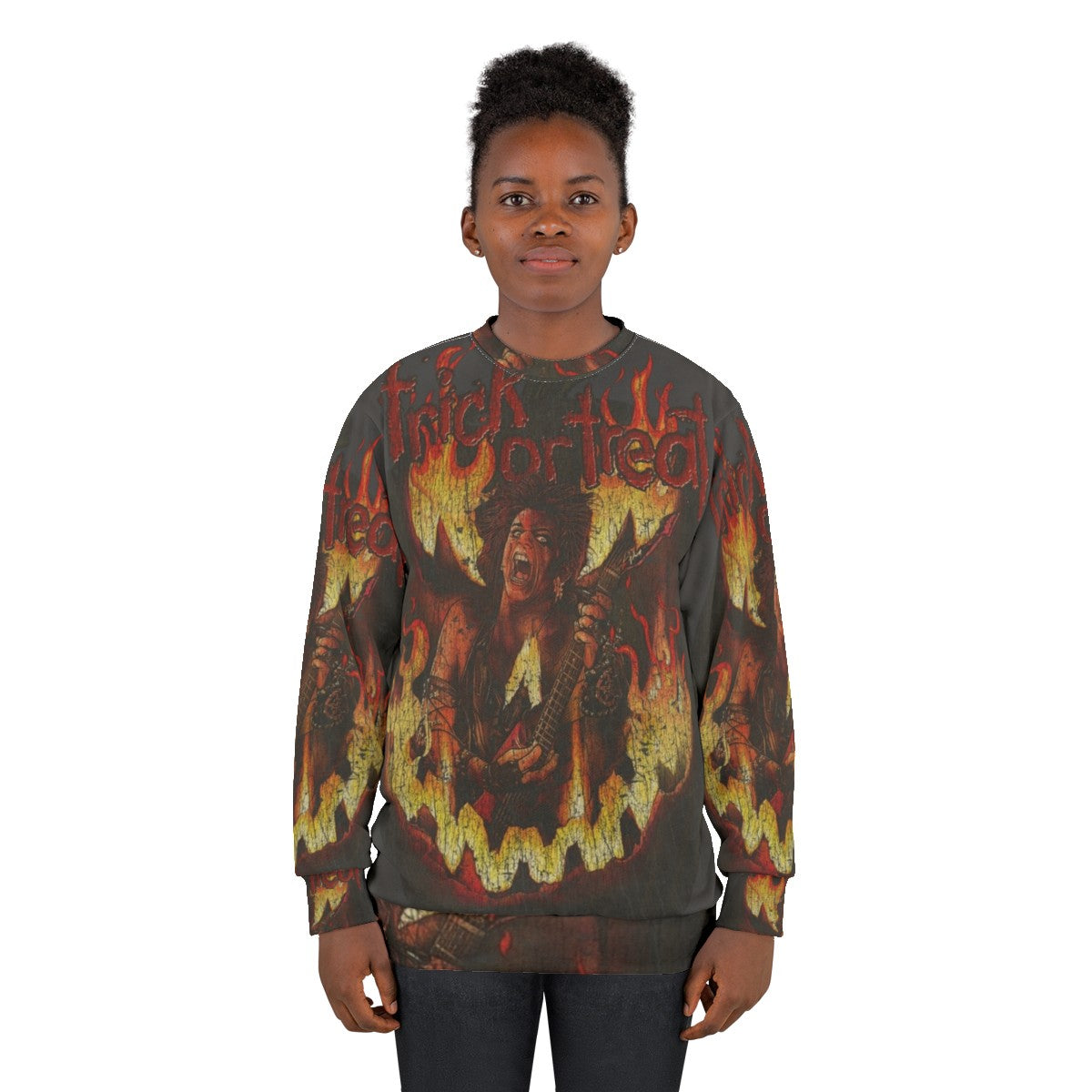 Retro 1980s Trick or Treat Heavy Metal Sweatshirt - women