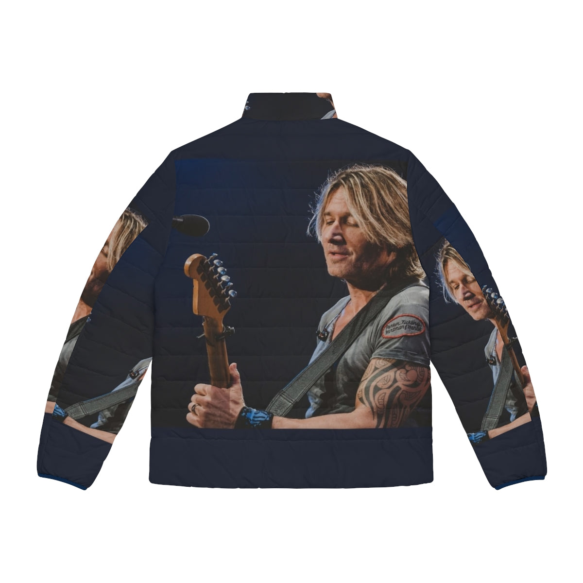 Keith Urban concert photography printed on a puffer jacket - Back