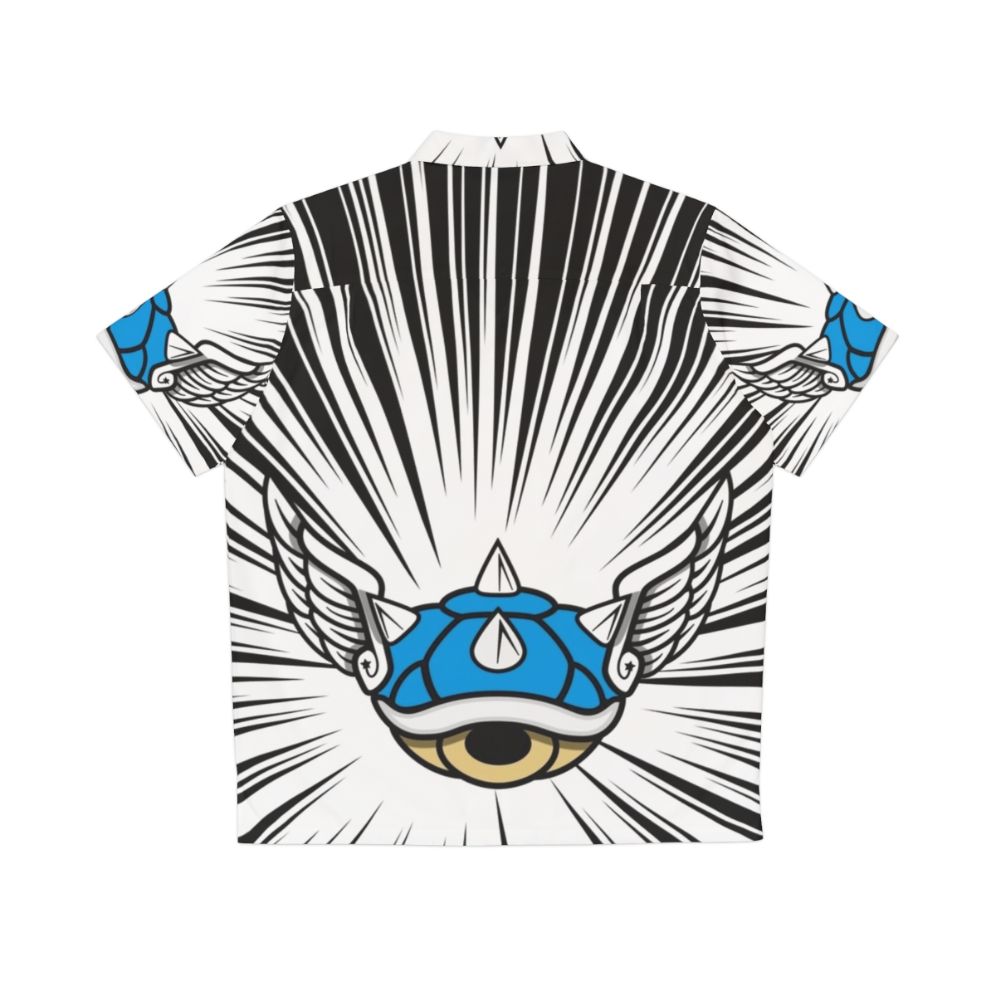 Blue Hawaiian shirt with Mario Kart inspired design - Back