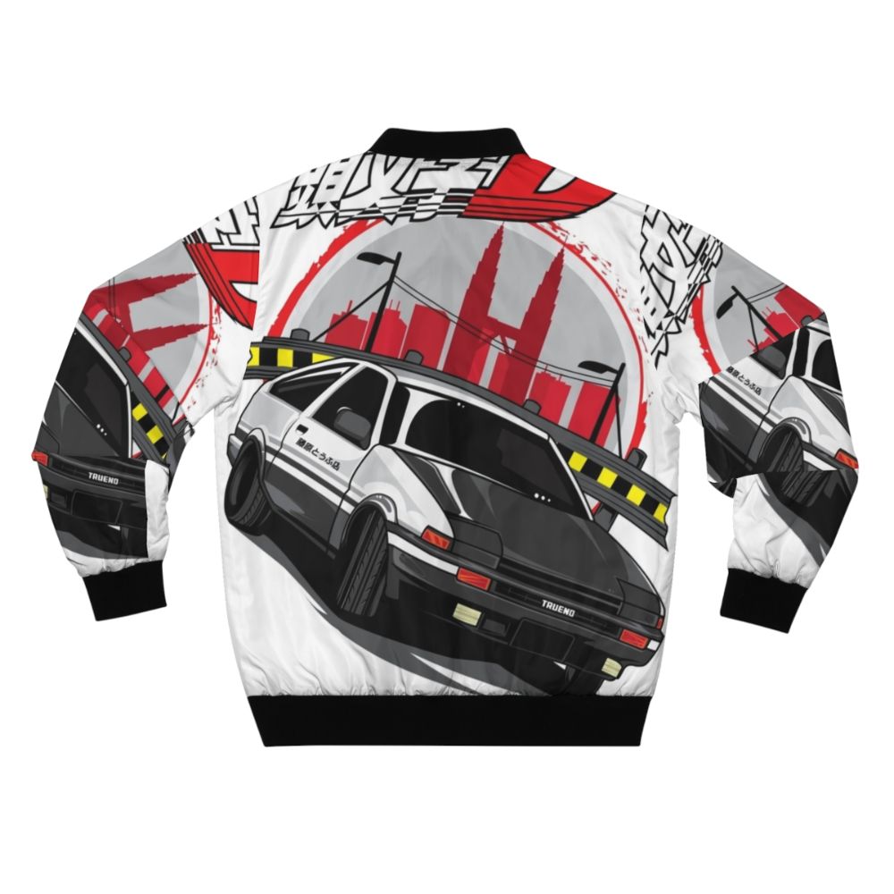 Initial D Bomber Jacket featuring the iconic Toyota Corolla AE86 "Hachiroku" car from the anime series - Back