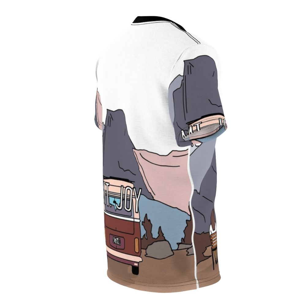 Indie folk inspired Astrovan digital print t-shirt with mountain and visionary artwork - men right