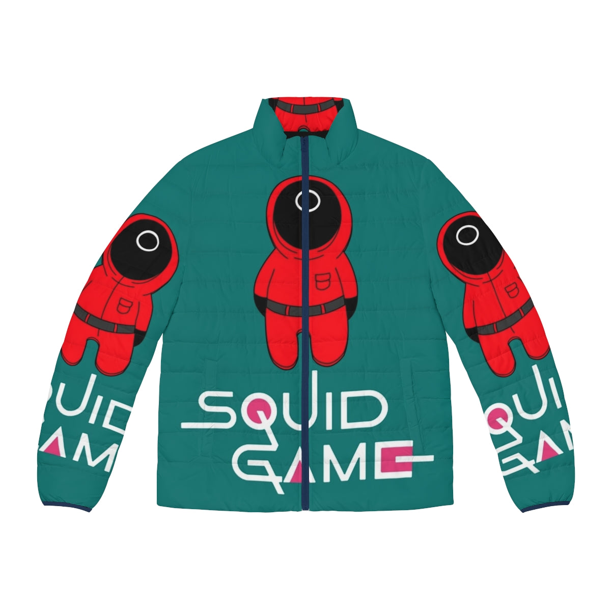 Squid Game Collection Puffer Jacket in pink guard uniform style