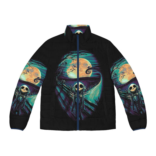 The Scream Before Christmas Puffer Jacket 2 - Nightmare Before Christmas inspired fashion featuring Edvard Munch's The Scream, Jack Skellington, and Halloween/Christmas imagery