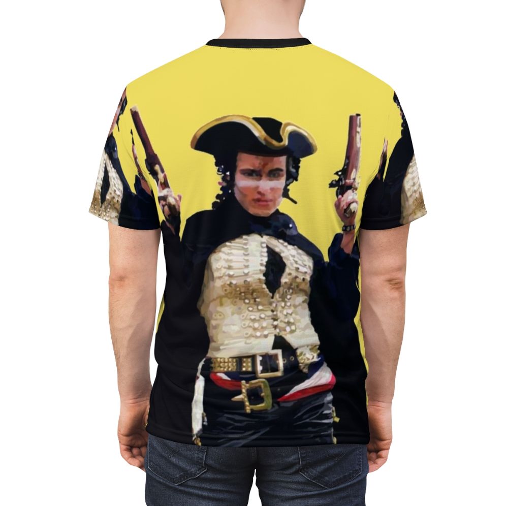 Retro-style graphic t-shirt inspired by Adam Ant's "Stand and Deliver" song - men back