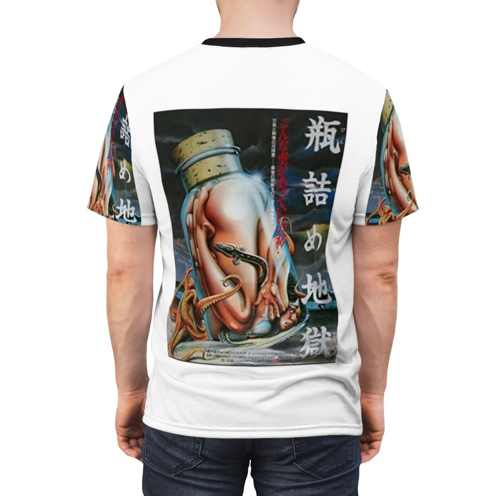 Vintage-inspired Japanese horror movie graphic t-shirt - men back