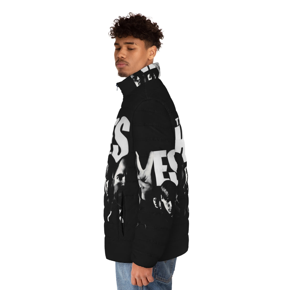 The Hives Vintage Puffer Jacket featuring band inspired design - men side left