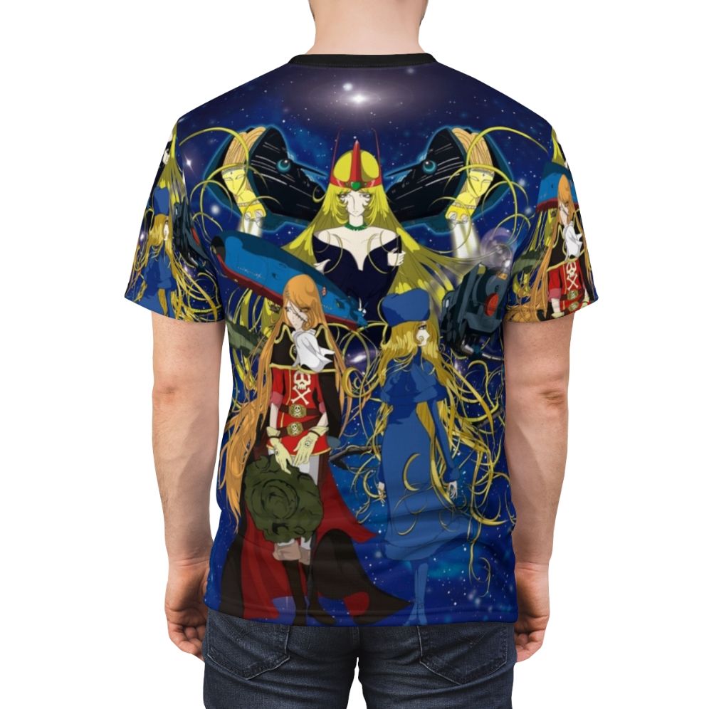 Vintage-inspired science fiction anime t-shirt featuring Captain Harlock and Queen Emeraldas - men back