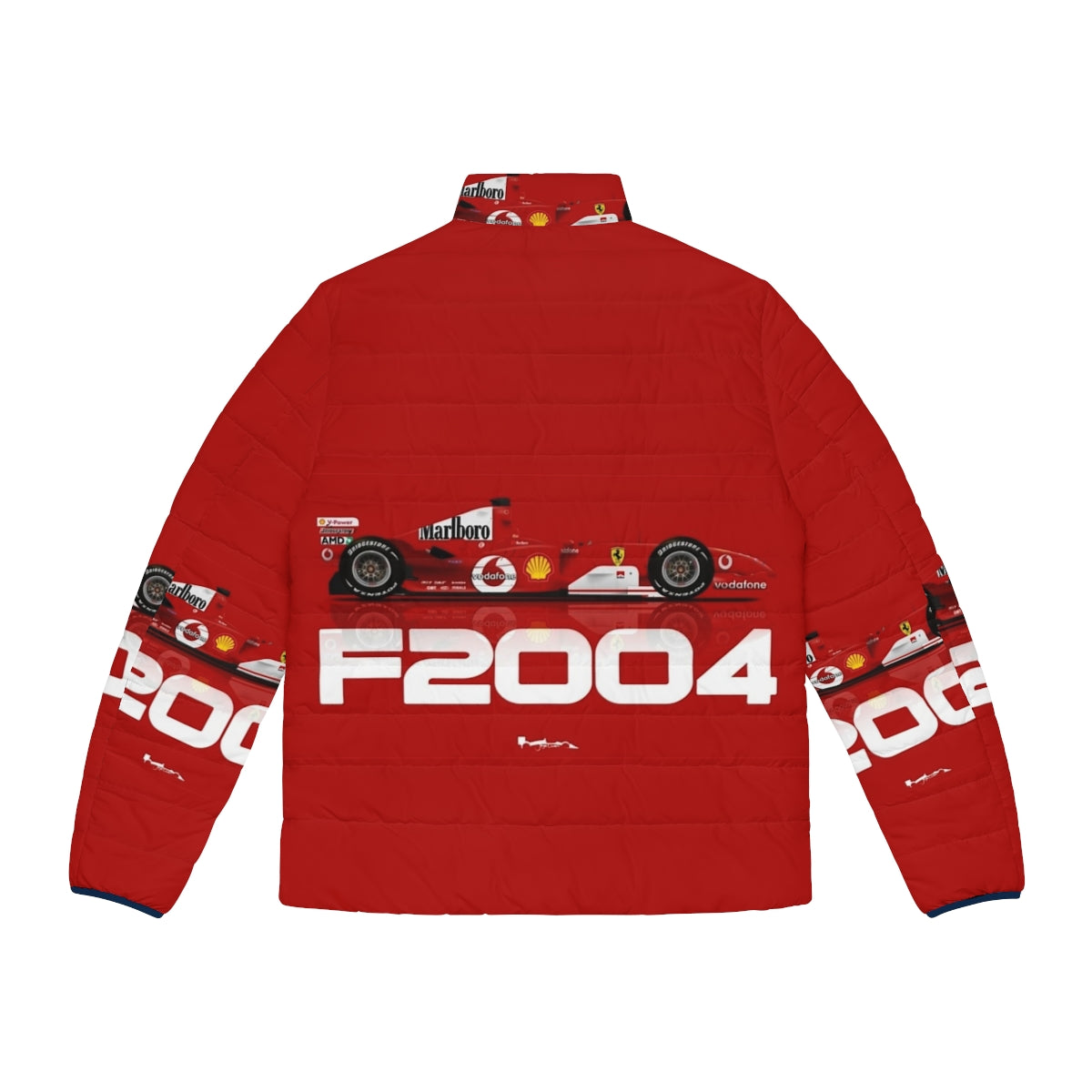 F2004 white puffer jacket featuring motor racing inspired design - Back