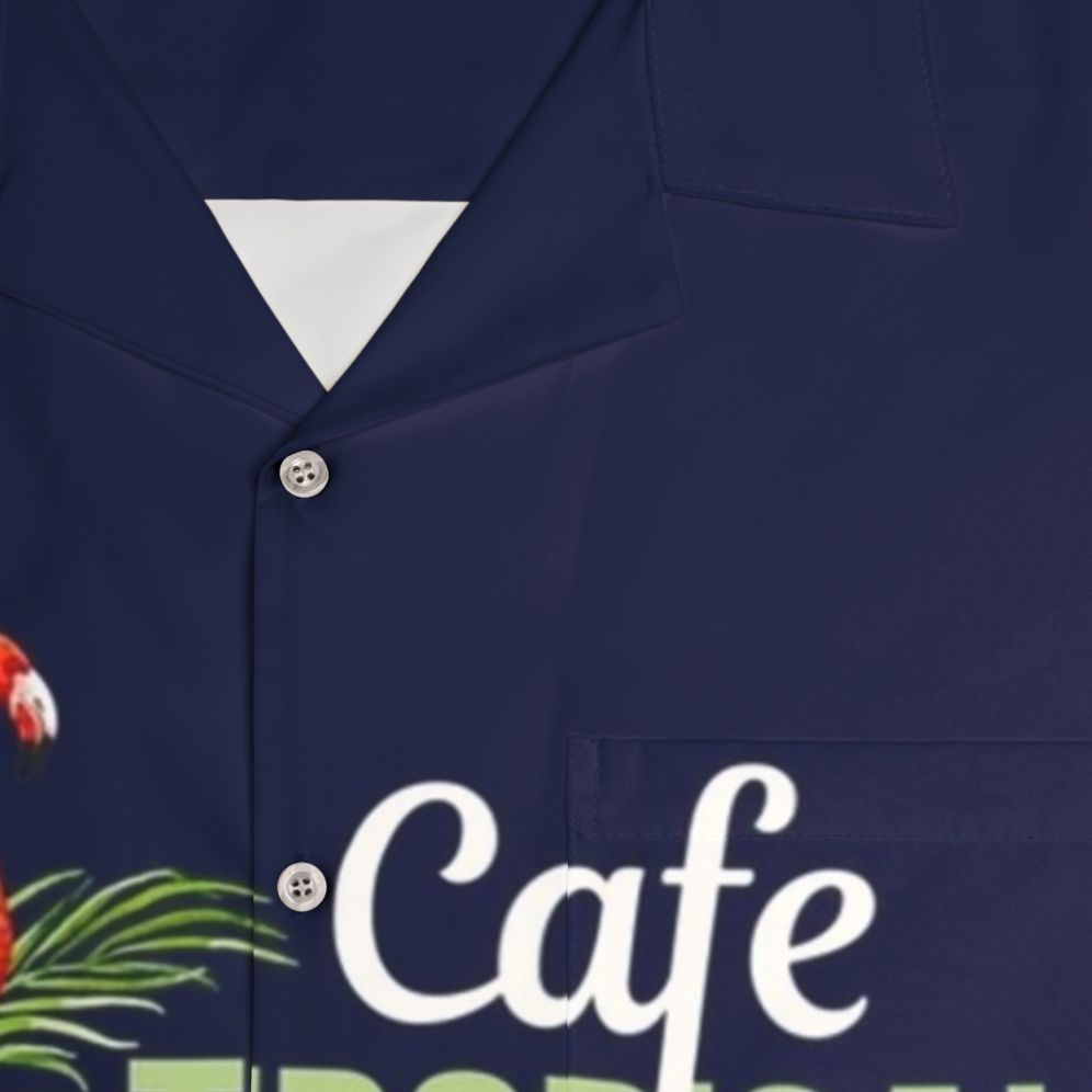 Schitt's Creek Cafe Tropical Hawaiian Shirt featuring tropical flowers and flamingos - Detail