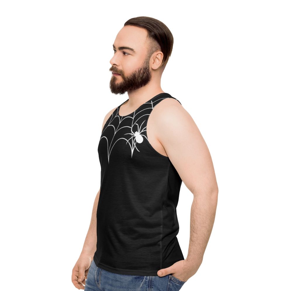 Black Widow Spider Web Collar Unisex Tank Top - men side