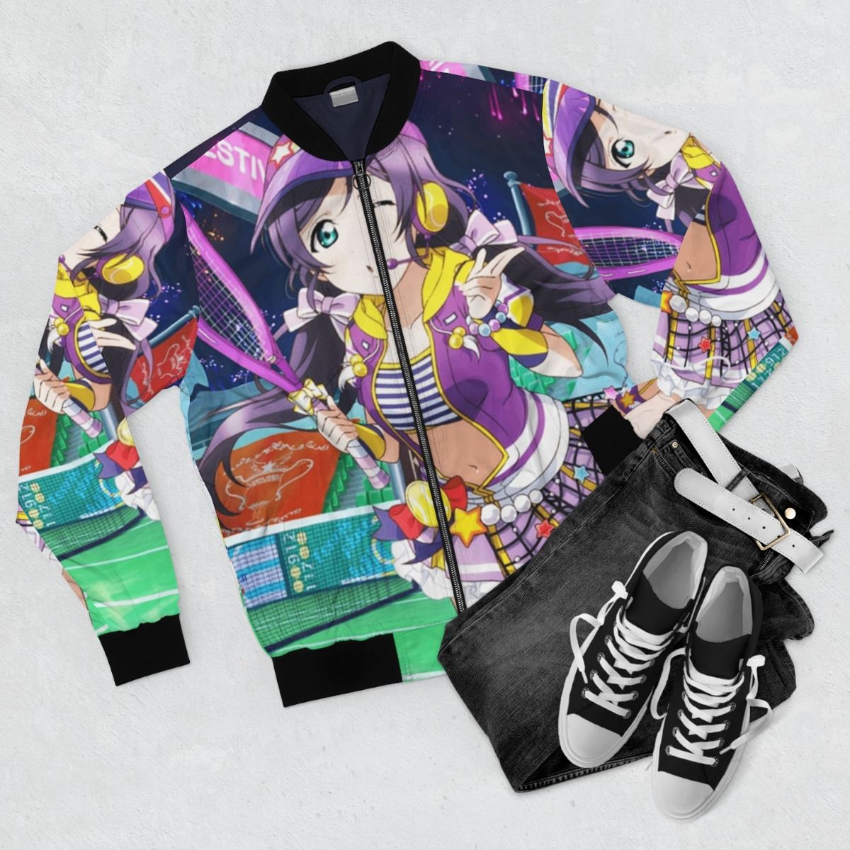 Nozomi Tojo Love Live School Idol Project Tennis Bomber Jacket - Flat lay