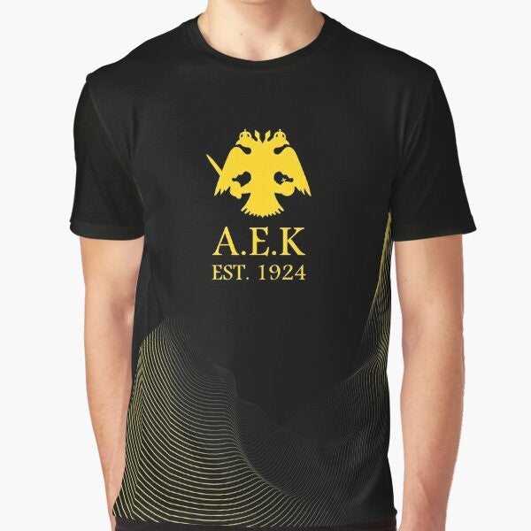 AEK ATHENS Graphic T-Shirt with focus on the AEK Athens logo and team name