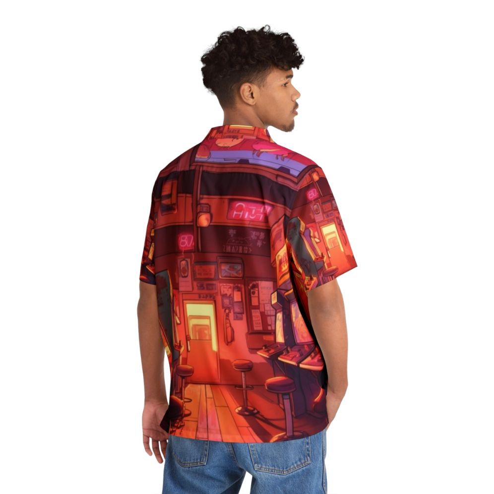 Arcade Hall Hawaiian Shirt featuring Stranger Things inspired design - Flat lay