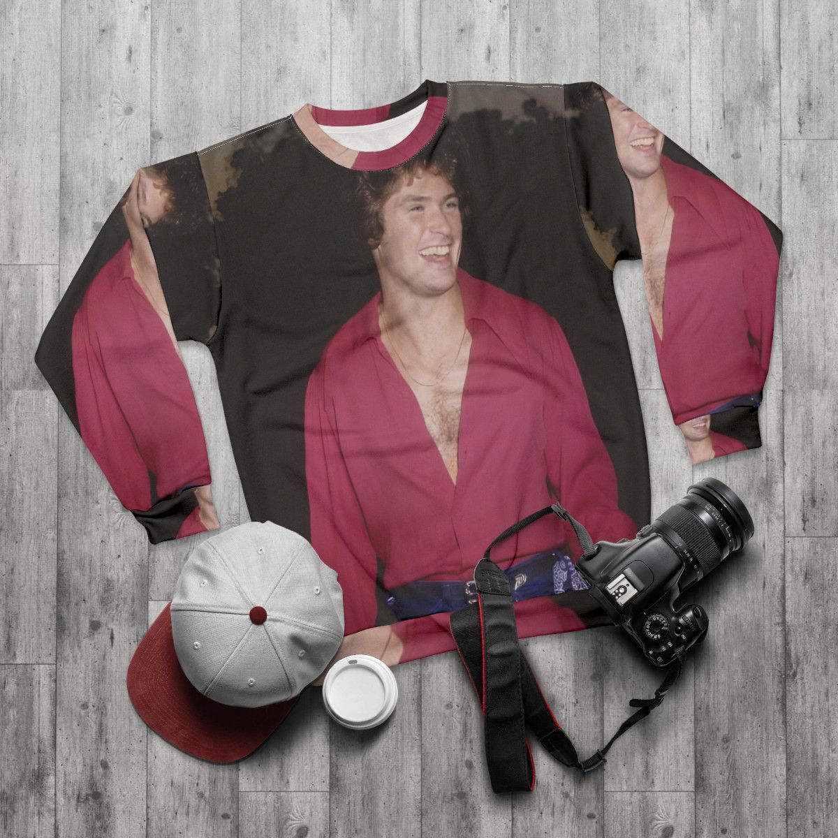 Vintage David Hasselhoff "So Hot" Sweatshirt - flat lay