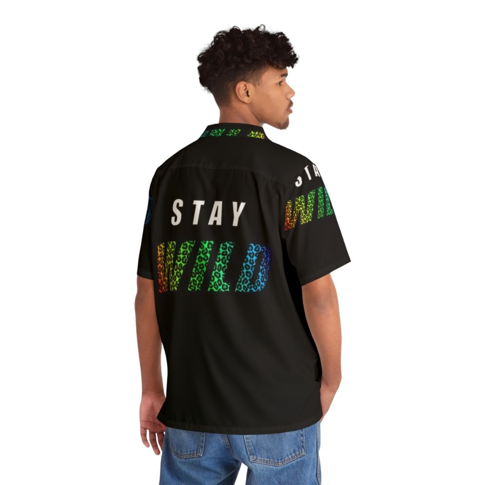 Vibrant Hawaiian Shirt with Stay Wild and Ben Azelart Design - People Back