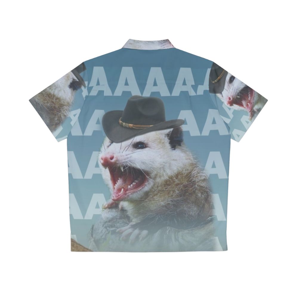 Retro Screaming Cowboy Possum Hawaiian Shirt - Back