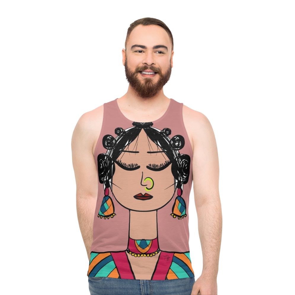 Whimsical diva doll unisex geometric tank top - men