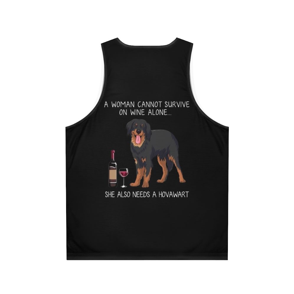 Hovawart dog lover wearing a funny dog and wine unisex tank top - Back