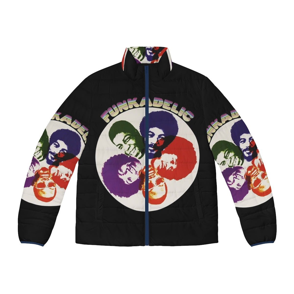 Funkadelic Parliament Band vintage puffer jacket with psychedelic and retro funk design