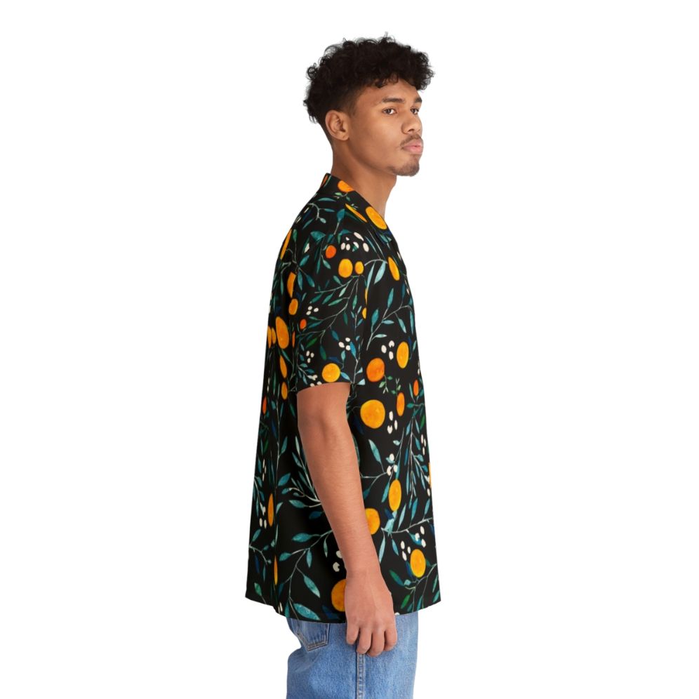 Oranges Hawaiian Shirt with Watercolor Floral Pattern - People Pight