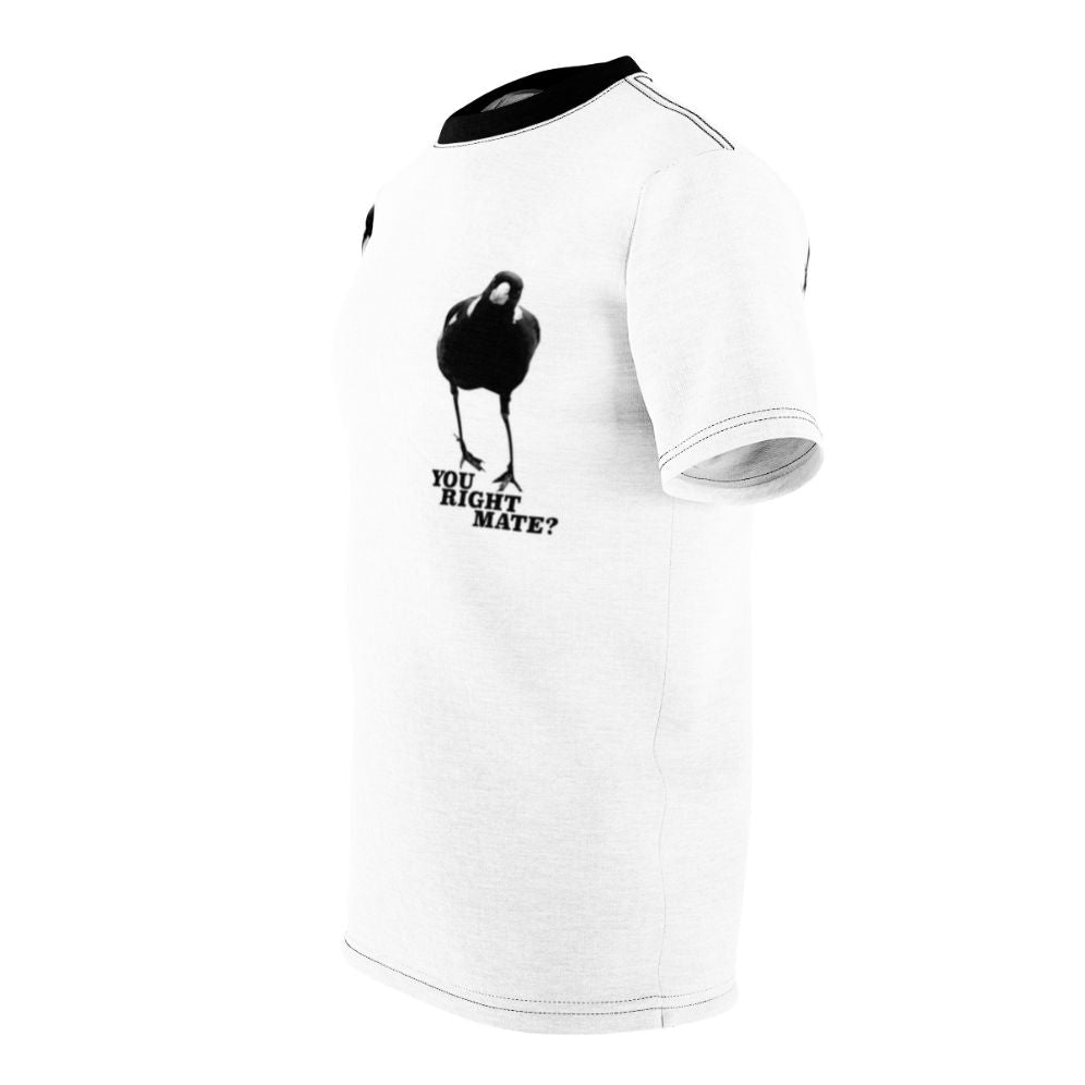 Graphic tee featuring a magpie with the text "Magpie Season" for Australian birdwatchers. - men left