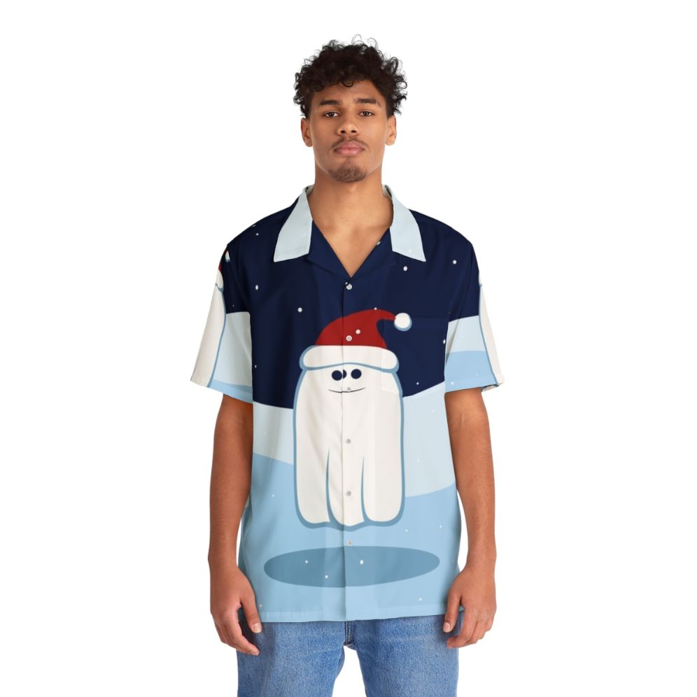 Cute cartoon Christmas ghost Hawaiian shirt - People Front